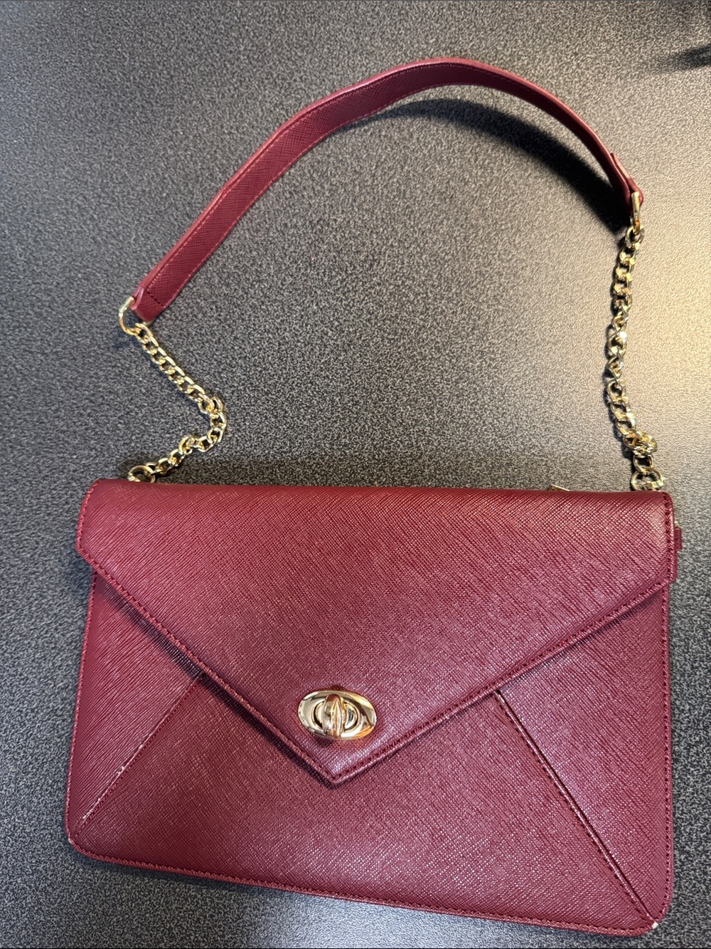 Women's Burgundy Envelope Crossbody Bag with Gold Chain by Sorial